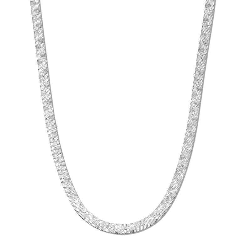 Main Image 1 of 4.5mm Diamond-Cut Pattern Herringbone Chain Necklace in Sterling Silver - 18”