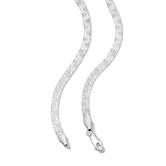 4.5mm Diamond-Cut Pattern Herringbone Chain Necklace in Sterling Silver - 18”