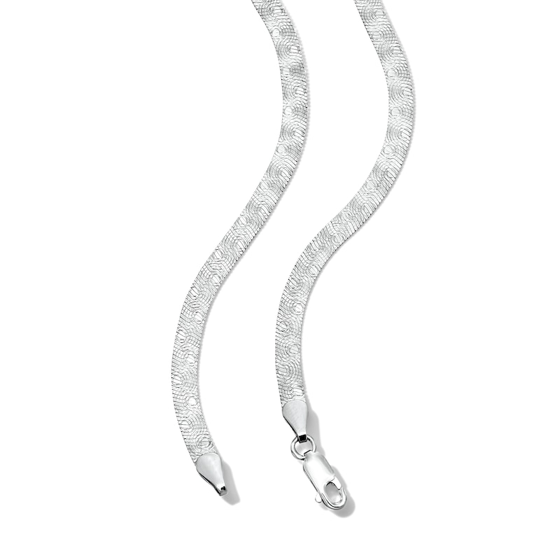 Main Image 3 of 4.5mm Diamond-Cut Pattern Herringbone Chain Necklace in Sterling Silver - 18”