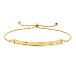 Diamond-Cut Bar Bolo Bracelet in Solid 10K Gold - 9.0"