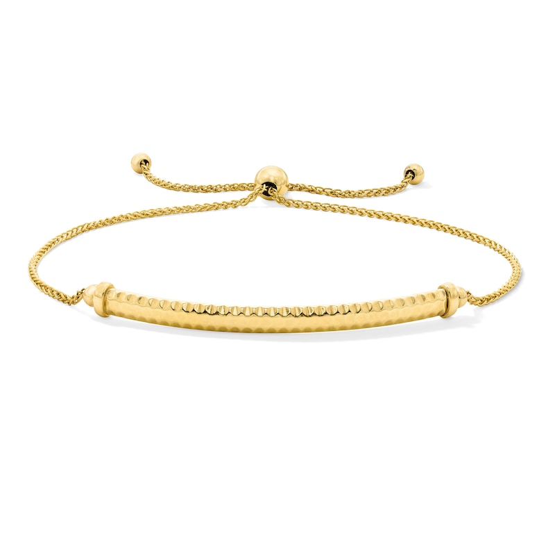 Main Image 1 of Diamond-Cut Bar Bolo Bracelet in Solid 10K Gold - 9.0"