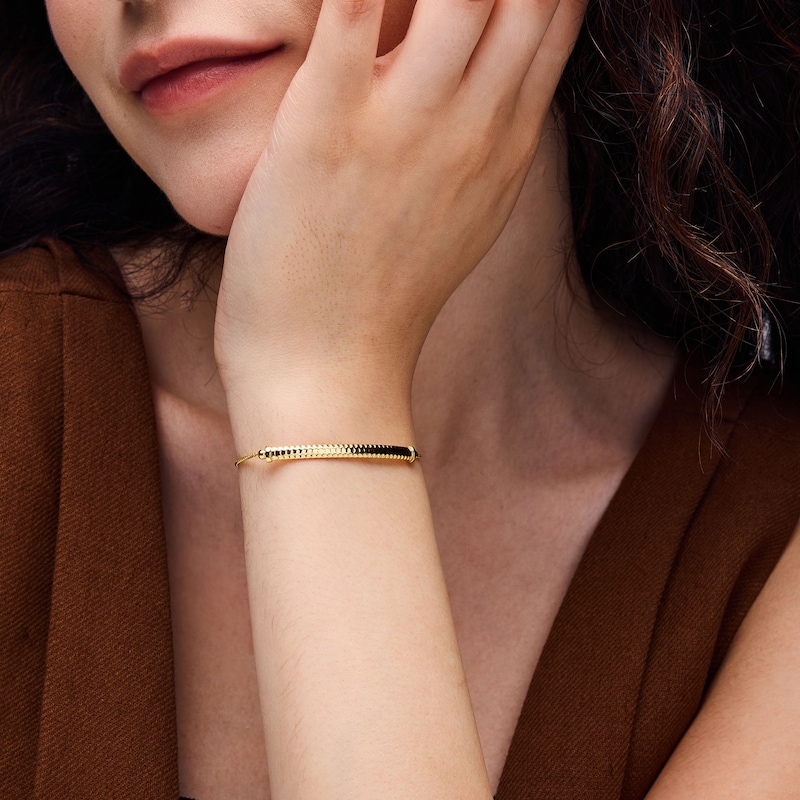 Main Image 2 of Diamond-Cut Bar Bolo Bracelet in Solid 10K Gold - 9.0"