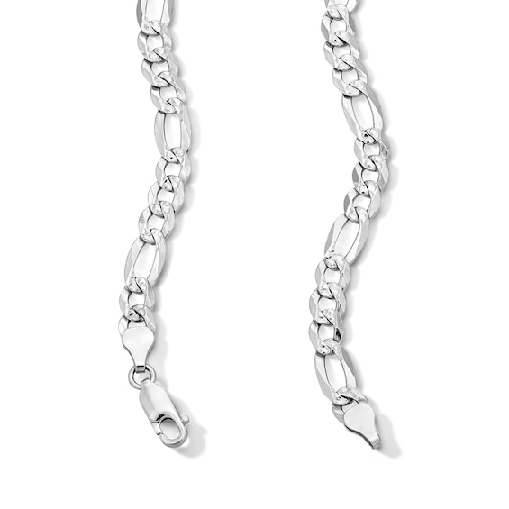 6.6mm Diamond-Cut Figaro Chain Necklace in Solid Sterling Silver - 22”