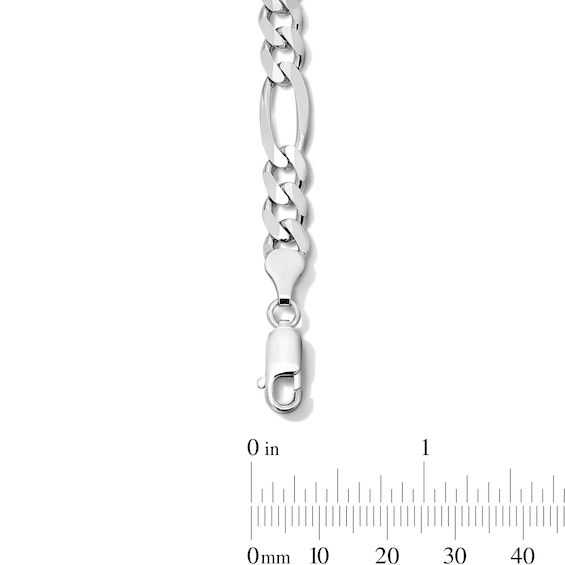 7.4mm Diamond-Cut Figaro Chain Bracelet in Solid Sterling Silver - 8.5”