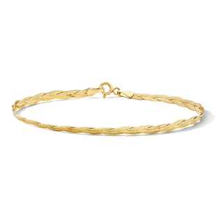 2.8mm Braided Herringbone Chain Bracelet in Solid 10K Gold - 7.5"