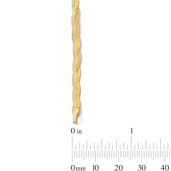 2.8mm Braided Herringbone Chain Bracelet in Solid 10K Gold - 7.5"
