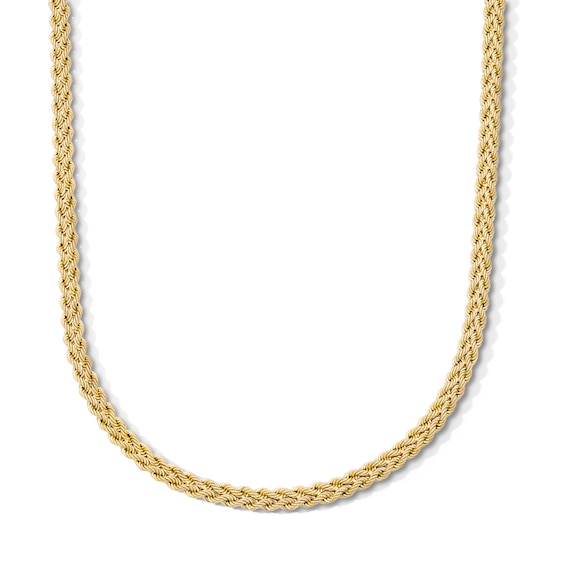 5.4mm Braided Rope Chain Necklace in Hollow 10K Gold