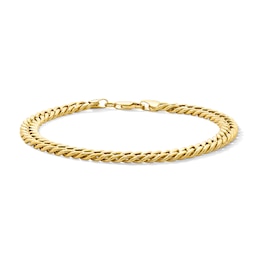 6.4mm Double Curb Chain Bracelet in Semi-Solid 10K Gold - 8.5"