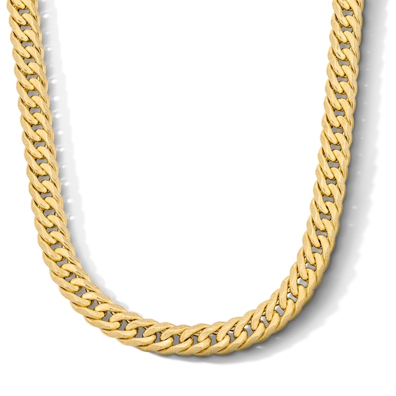 10.0mm Double Curb Chain Necklace in Hollow 10K Gold - 24"