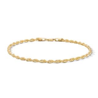 2.9mm Glitter Rope Chain Bracelet in Solid 10K Gold - 8.5"