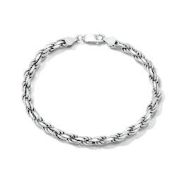 5.6mm Diamond-Cut Rope Chain Bracelet in Solid Sterling Silver - 8.5”