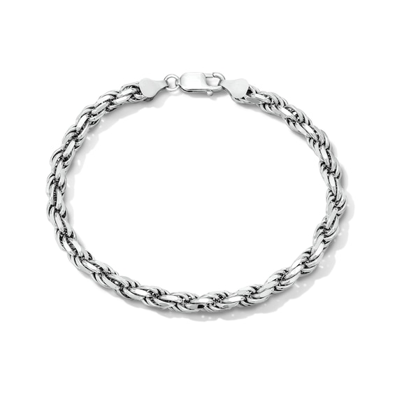 5.6mm Diamond-Cut Rope Chain Bracelet in Solid Sterling Silver - 8.5”