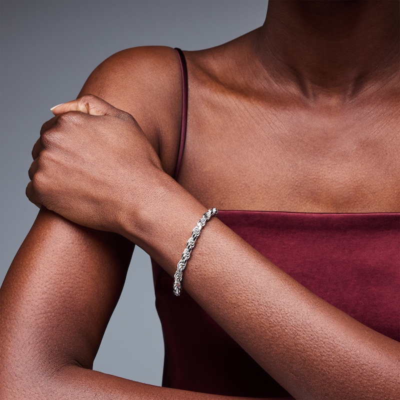 Main Image 2 of 5.6mm Diamond-Cut Rope Chain Bracelet in Solid Sterling Silver - 8.5”