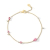 Thumbnail Image 1 of Pink Tourmaline and 1/5 CT. T.W. Lab-Grown Diamond Scatter Station Bracelet in 10K Gold (F/VS2) - 7.5″