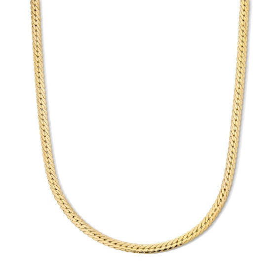 3.9mm Double Curb Chain Necklace in Hollow 10K Gold - 20"