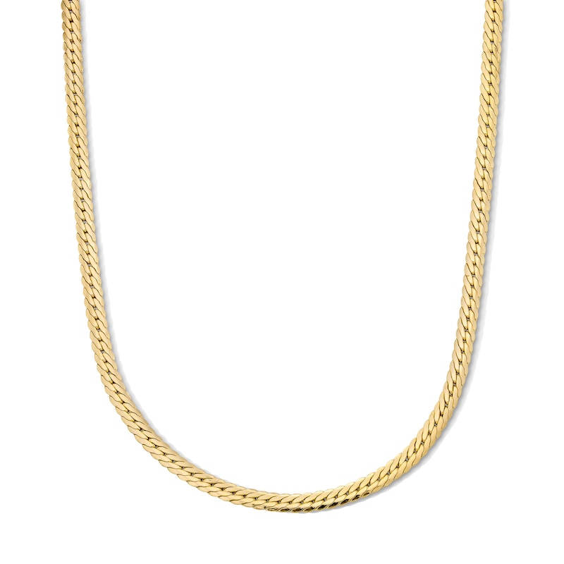 Main Image 1 of 3.9mm Double Curb Chain Necklace in Hollow 10K Gold - 20"