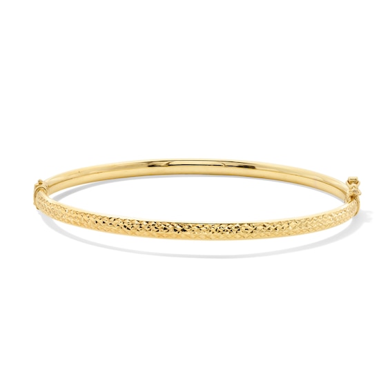 Diamond-Cut Bangle Bracelet in Semi-Solid 10K Gold