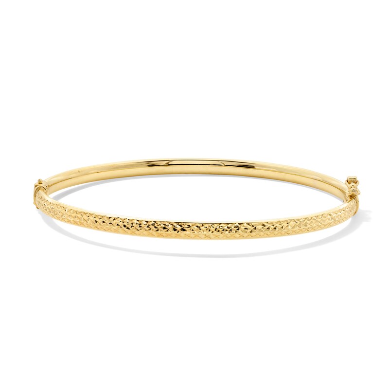 Main Image 1 of Diamond-Cut Bangle Bracelet in Semi-Solid 10K Gold