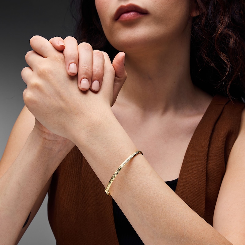 Main Image 2 of Diamond-Cut Bangle Bracelet in Semi-Solid 10K Gold
