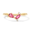 Thumbnail Image 1 of Pear-Shaped and Marquise-Cut Pink Tourmaline Ring with Lab-Grown Diamond Accents in 10K Gold (F/VS2)