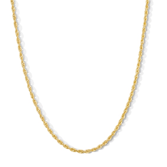 2.4mm Glitter Rope Chain Necklace in Solid 10K Gold