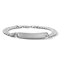 7.9mm Diamond-Cut ID Curb Chain Bracelet in Sterling Silver -  8.5”
