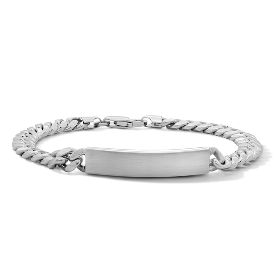 7.9mm Diamond-Cut ID Curb Chain Bracelet in Sterling Silver - 8.5”