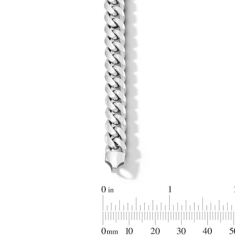 Main Image 3 of 7.9mm Diamond-Cut ID Curb Chain Bracelet in Sterling Silver -  8.5”
