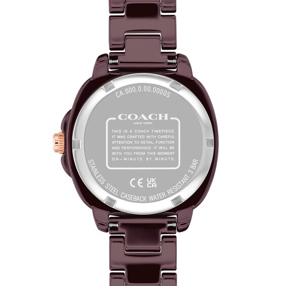 Ladies' Coach Kitt Red Ceramic Analog Watch with Red Dial and Crystal Bezel (Model: 14504563)