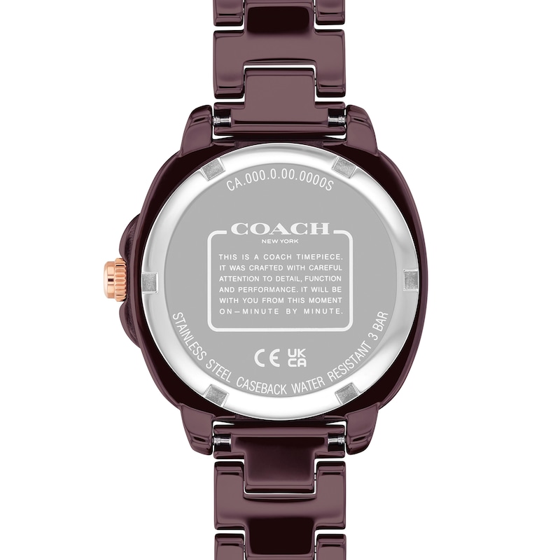 Main Image 3 of Ladies' Coach Kitt Brown Ceramic Analog Watch with Brown Dial and Crystal Bezel (Model: 14504563)
