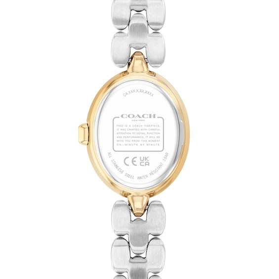 Ladies' Coach Sammy Two-Tone Analog Watch with Silver-Tone Oval Dial and Bracelet Set (Model: 14000128)