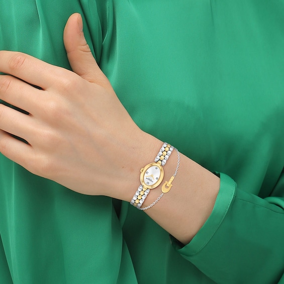 Ladies' Coach Sammy Two-Tone Analog Watch with Silver-Tone Oval Dial and Bracelet Set (Model: 14000128)