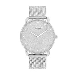 Ladies' Coach Silver-Tone Stainless Steel Analog Watch with Mesh Band (Model: 14504552)