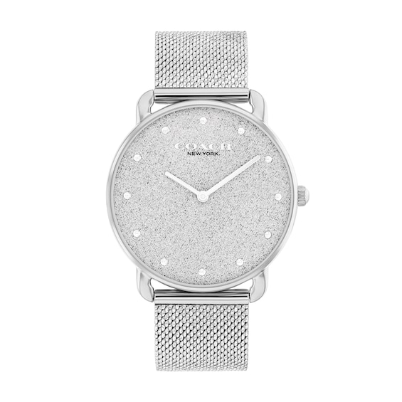 Ladies' Coach Silver-Tone Stainless Steel Analog Watch with Mesh Band (Model: 14504552)