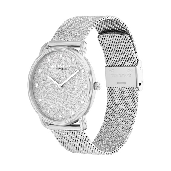 Ladies' Coach Silver-Tone Stainless Steel Analog Watch with Mesh Band (Model: 14504552)