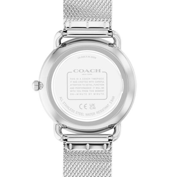 Ladies' Coach Silver-Tone Stainless Steel Analog Watch with Mesh Band (Model: 14504552)