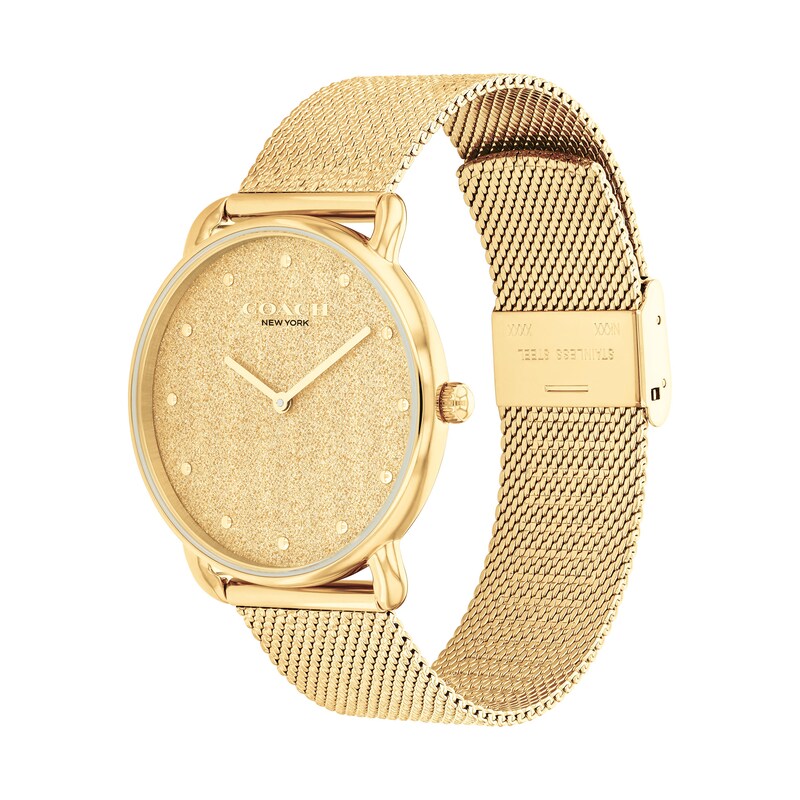 Main Image 2 of Ladies' Coach Gold-Tone IP Analog Watch with Gold-Tone Dial and Mesh Band (Model: 14504553)