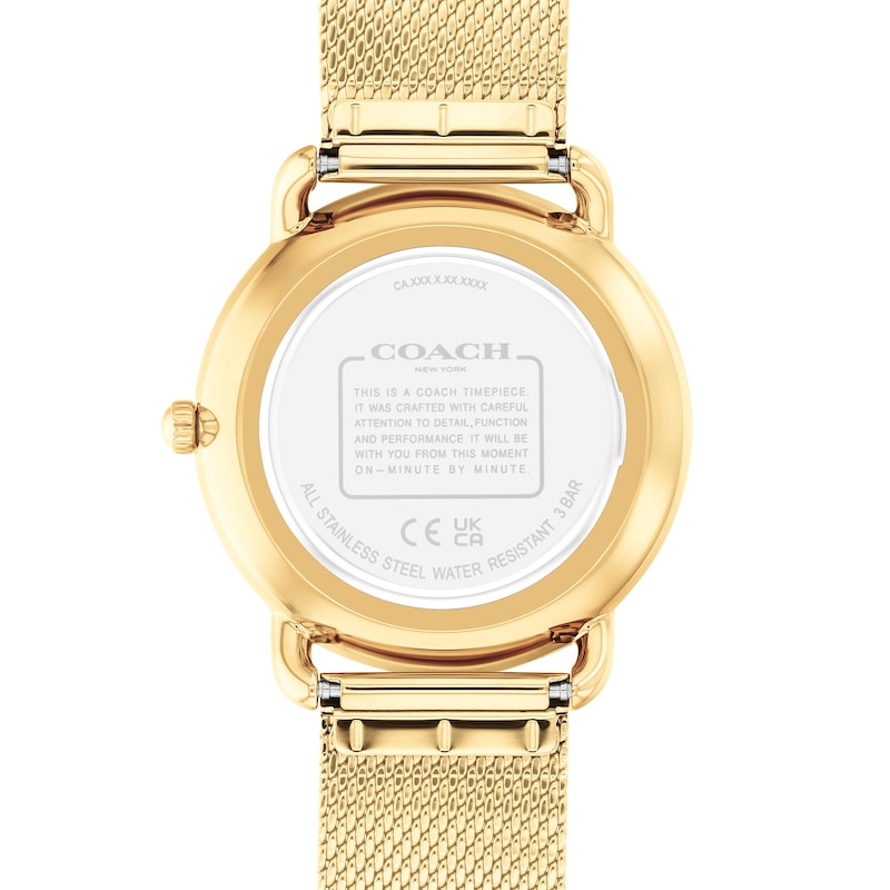 Main Image 3 of Ladies' Coach Gold-Tone IP Analog Watch with Gold-Tone Dial and Mesh Band (Model: 14504553)