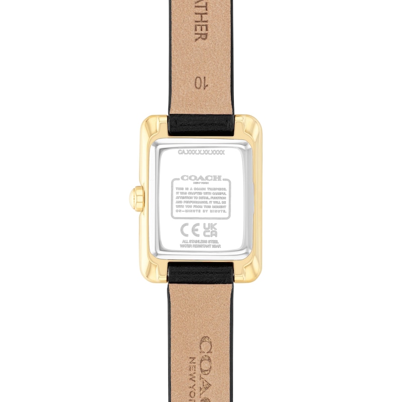 Main Image 3 of Ladies' Coach Mara Gold-Tone IP Analog Watch with Black Dial and Black Leather Strap (Model: 14504616)
