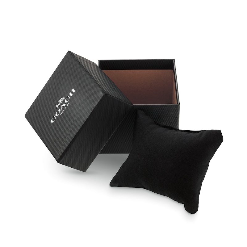 Main Image 5 of Ladies' Coach Mara Gold-Tone IP Analog Watch with Black Dial and Black Leather Strap (Model: 14504616)