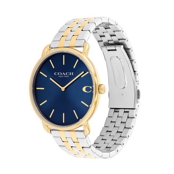 Men's Coach Elliott Two-Tone Analog Watch with Blue Dial (Model: 14602748)