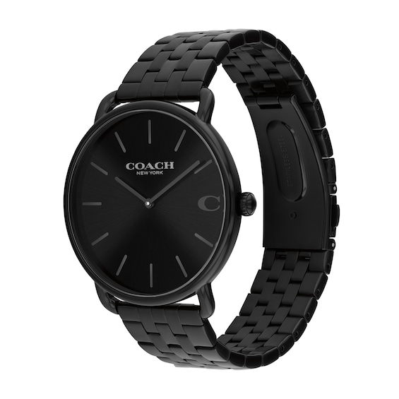 Men's Coach Elliott Black Ion-Plated Analog Watch with Black Dial (Model: 14602749)