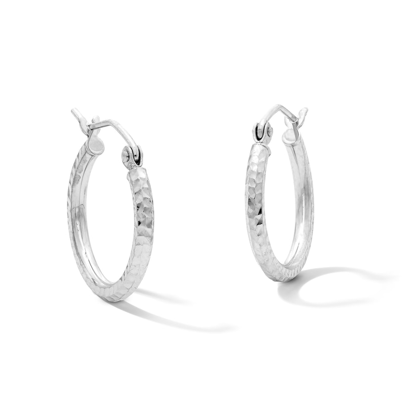 Main Image 1 of 18.0mm Diamond-Cut Hoop Earrings in Sterling Silver