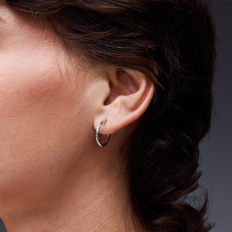 Main Image 2 of 18.0mm Diamond-Cut Hoop Earrings in Sterling Silver