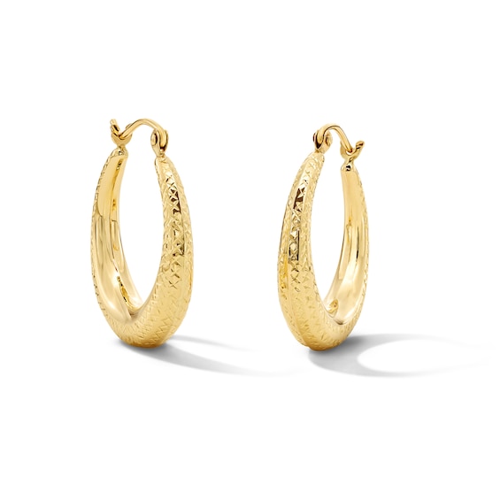 Diamond-Cut Tapered Hoop Earrings in 10K Gold