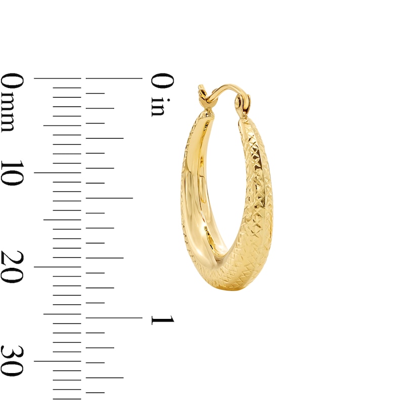 Main Image 3 of Diamond-Cut Tapered Hoop Earrings in 10K Gold