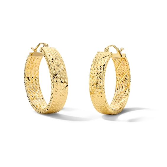 25.0mm Diamond-Cut Hoop Earrings in 10K Gold