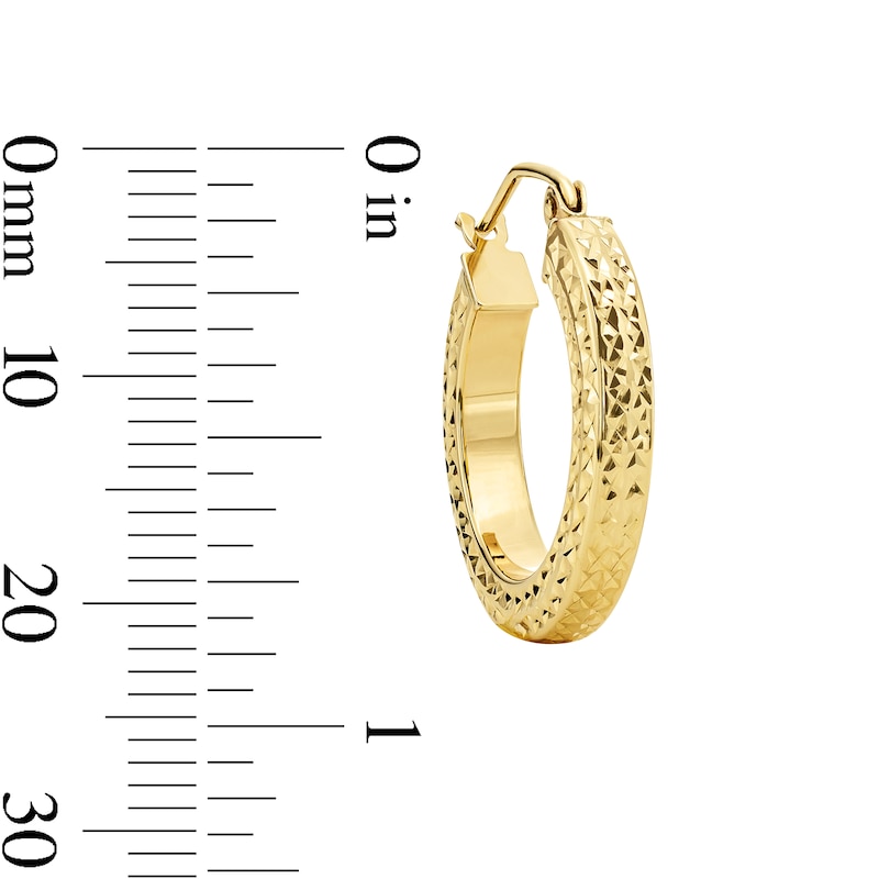 Main Image 3 of 20.0mm Diamond-Cut Square Tube Hoop Earrings in 10K Gold