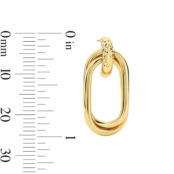 Double Oval Drop Earrings in 10K Gold