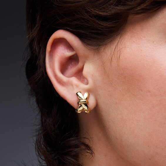 X-Shaped Knot Stud Earrings in 10K Gold